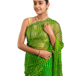 Green Pure Georgette Lehariya Saree | Gotta Aari & Sequin Work | Jaipurio Designer Collection